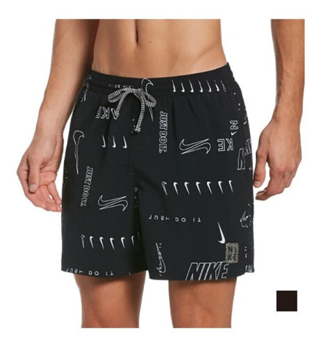 Short De Baño Hombre Nike Multi Logo Lap 5, Color: Negro, Talle: S