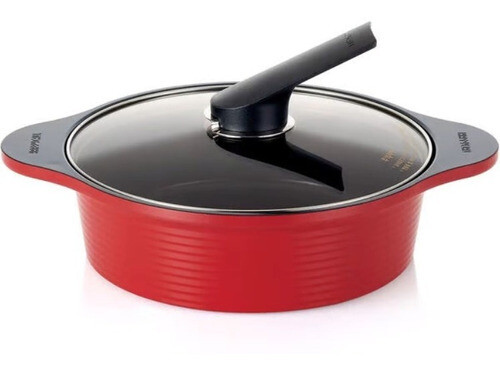 Olla Cacerola De Cerámica Happycall 24 Cm Baja Roja Rojo, Color: Rojo