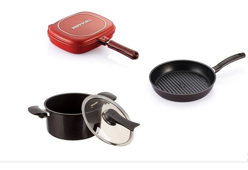 Pack Sartén A Presión Sarten Y Olla Antihaderente Happycall  Rojo, Color: Rojo
