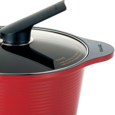 Olla Cacerola De Cerámica Happycall 24 Cm Alta Roja Rojo