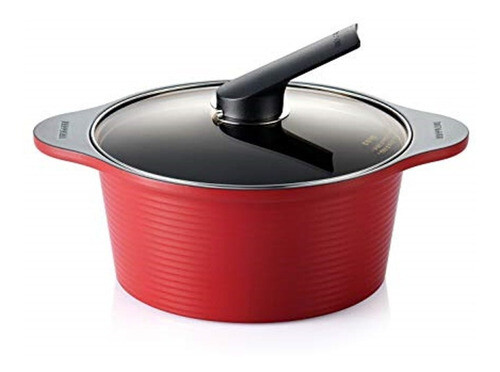 Olla Cacerola De Cerámica Happycall 24 Cm Alta Roja Rojo, Color: Rojo