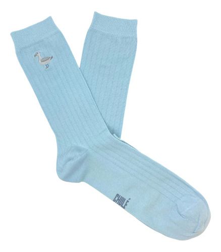 Medias Largas Estampadas De Adulto. Algodón Orgánico Celeste Algodón Orgánico 41-46