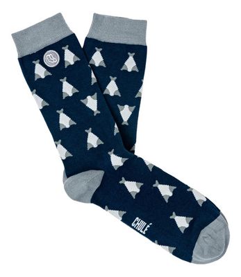 Medias Largas Estampadas. Algodón Orgánico Azul Algodón Orgánico 41-46