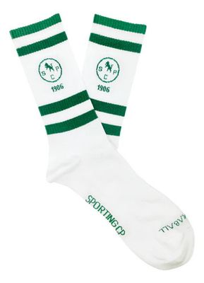 Medias Largas Estampadas Scp. Algodón Orgánico Verde Y Blanco Estampado 41-46