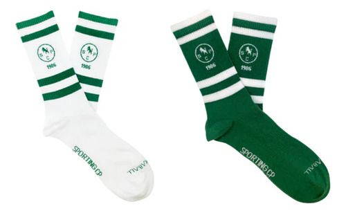 Medias Largas Estampadas Scp. Algodón Orgánico Verde Y Blanco Estampado 41-46