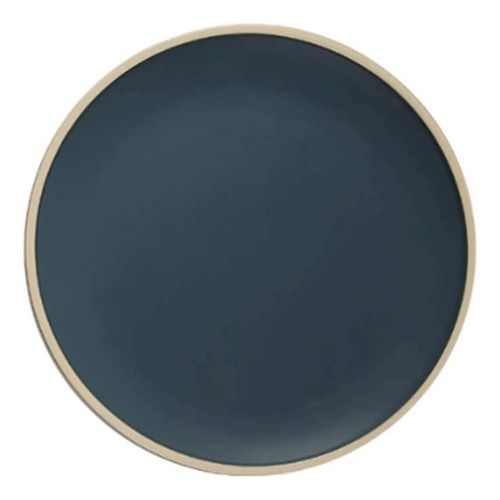 Platos Llanos De Cerámica Diseño Nordico Jolk Azul Marino Lisa X6