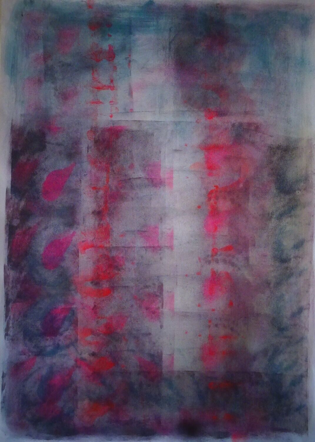 Cuadro manchas azules y  rosas-Vendido