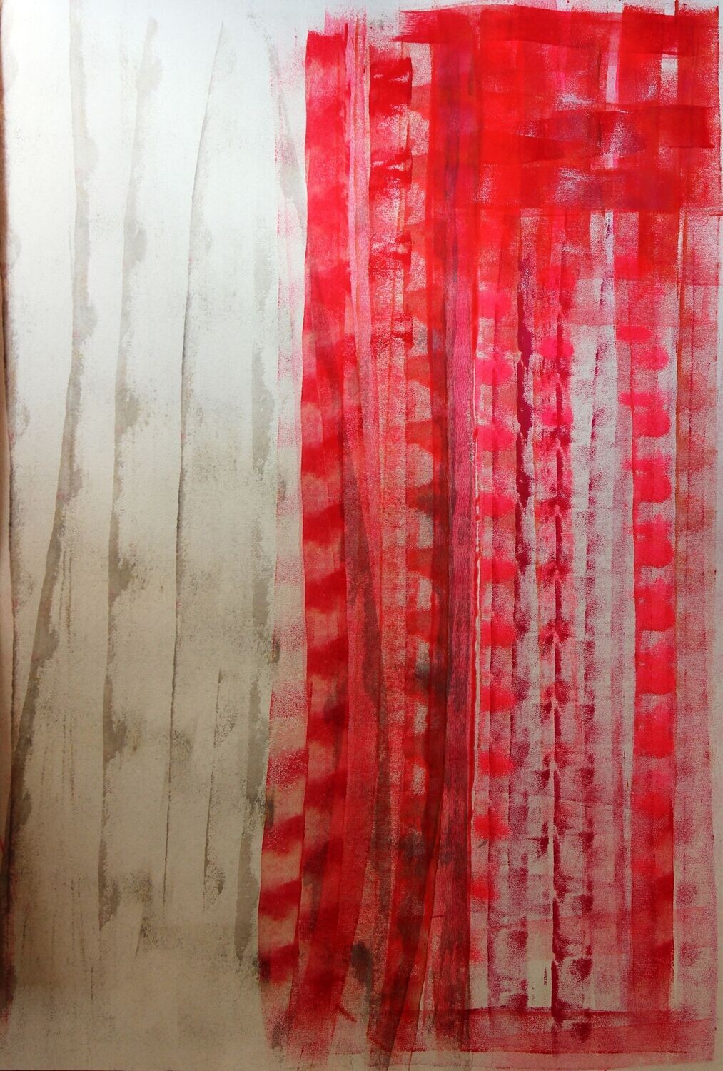 Cuadro rayas rojas y grises-Vendido