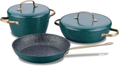 Korkmaz Vintage Cookware Set | 5 Pcs Nonstick Pot Set with Lid