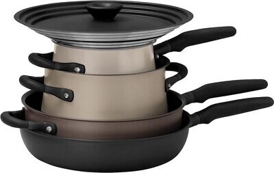 Meyer Accent Cinder &amp; Smoke Cookware Set, 6-Piece