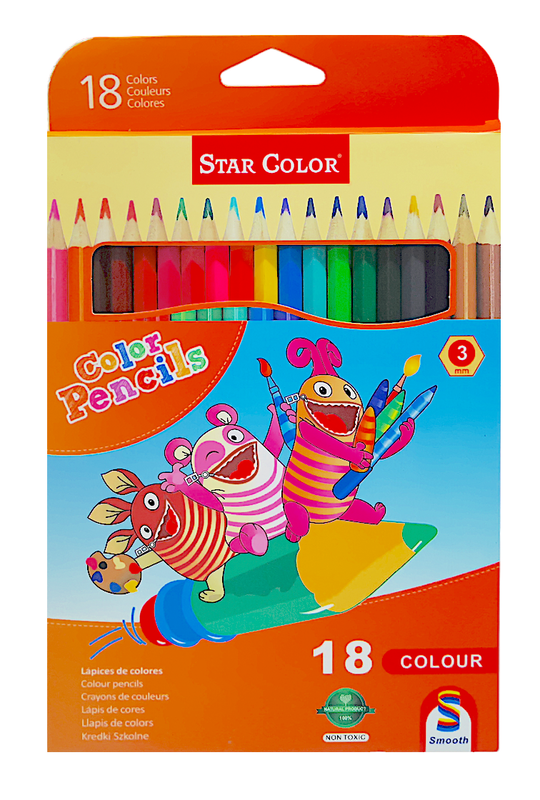 colores star color largos c/18 caja naranja