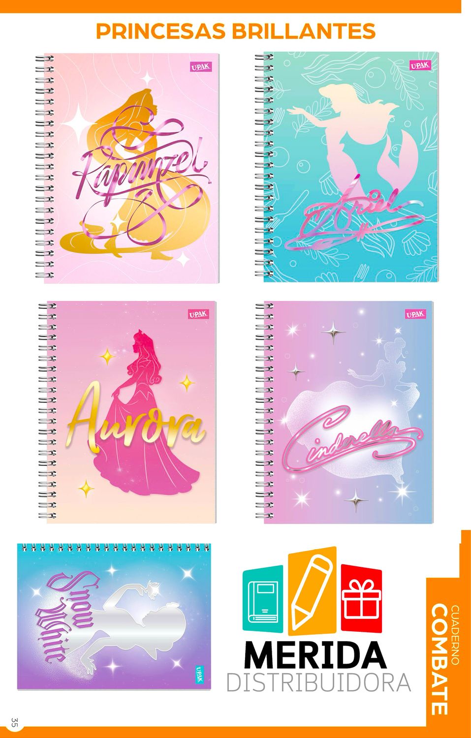 cuaderno combate 90h raya princesas brillantes
