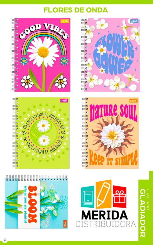 545205 cuaderno gladiador 100h raya flores de onda