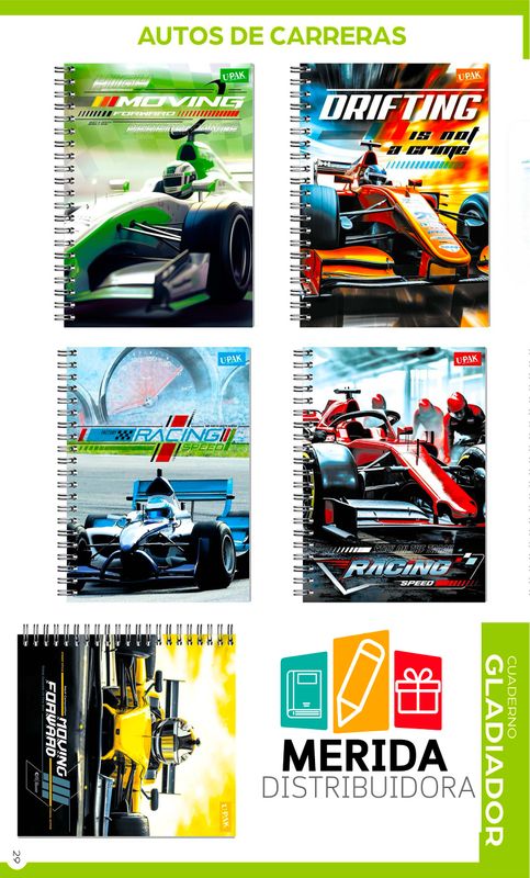 cuaderno gladiador 100h raya carreras