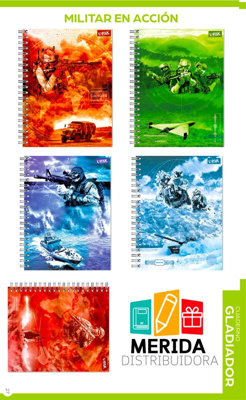 cuaderno gladiador 100h raya militar en acción