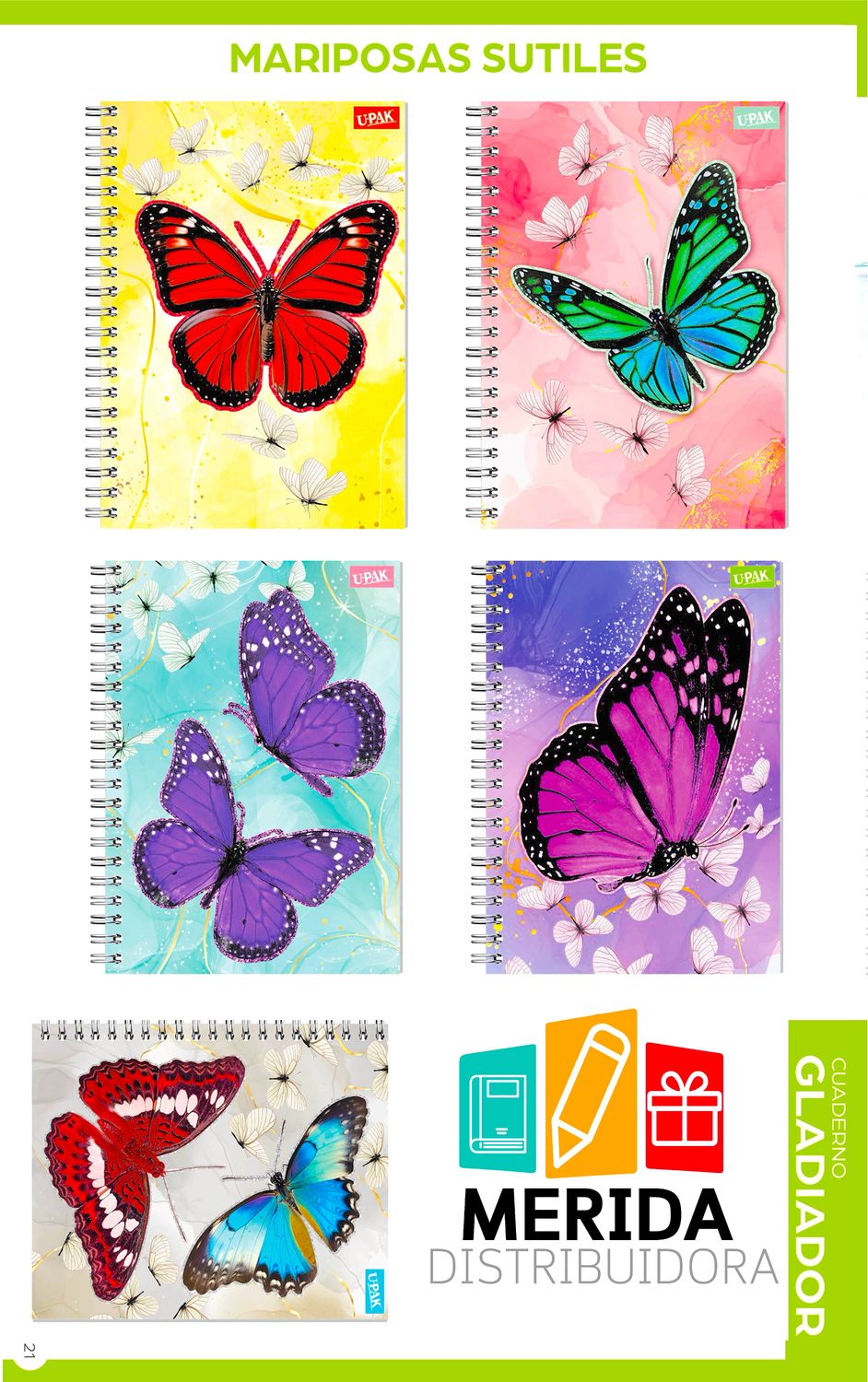 cuaderno gladiador 100h raya mariposa