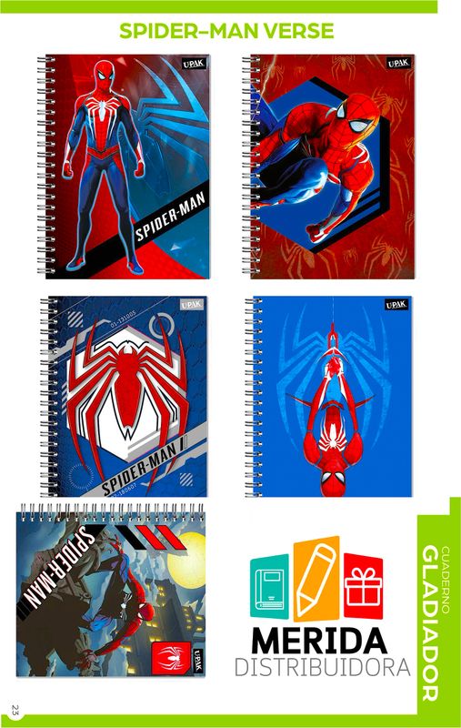 cuaderno gladiador 100h raya Spiderman verse