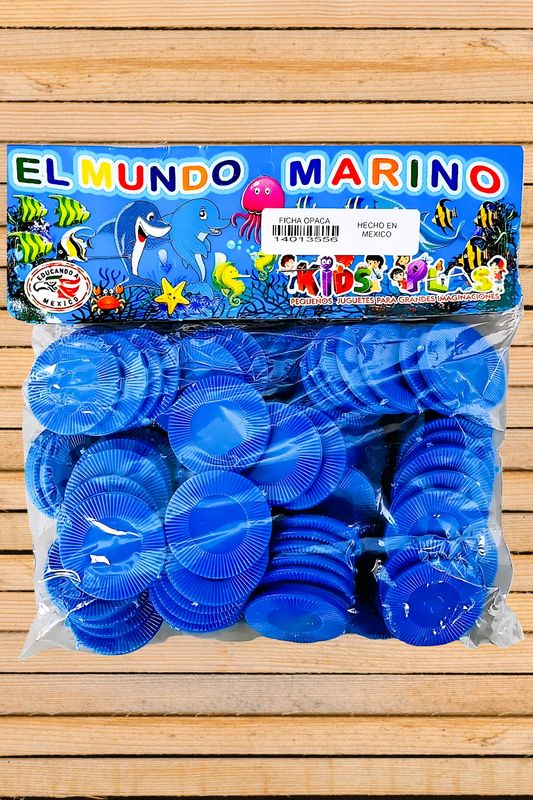 ficha plástica c/100 azul rey