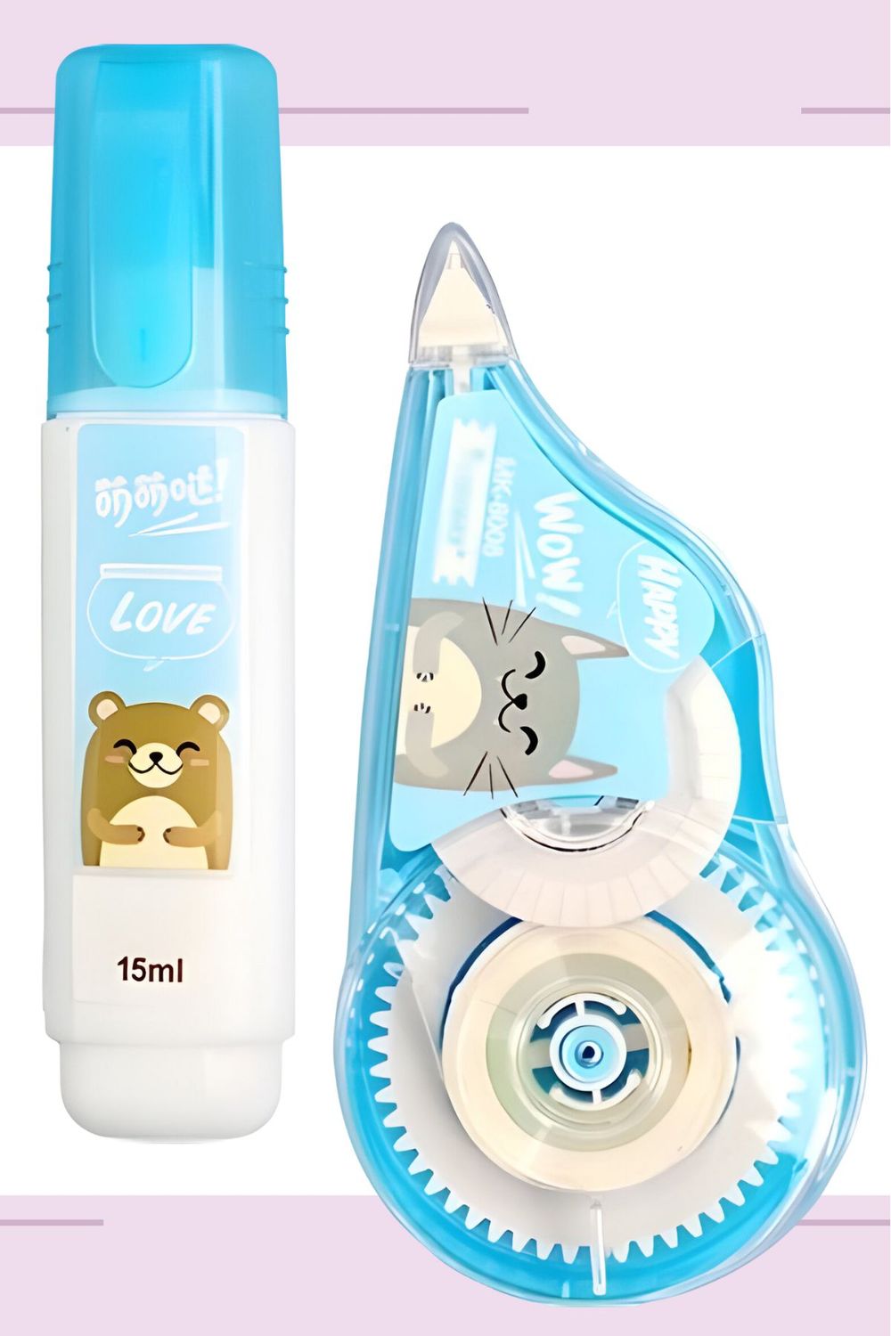 corrector cinta y pluma en blister