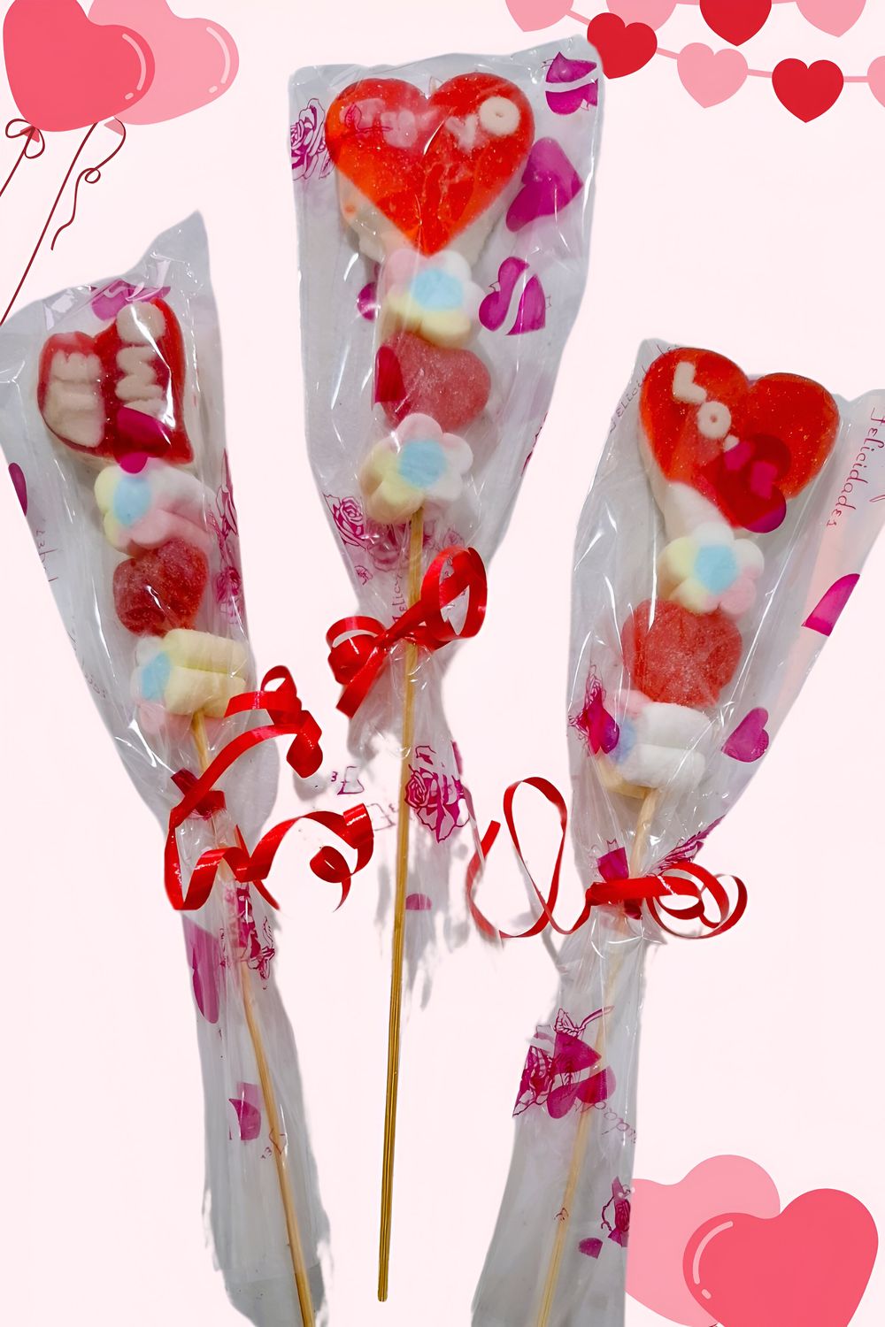 Brocheta decorado corazones