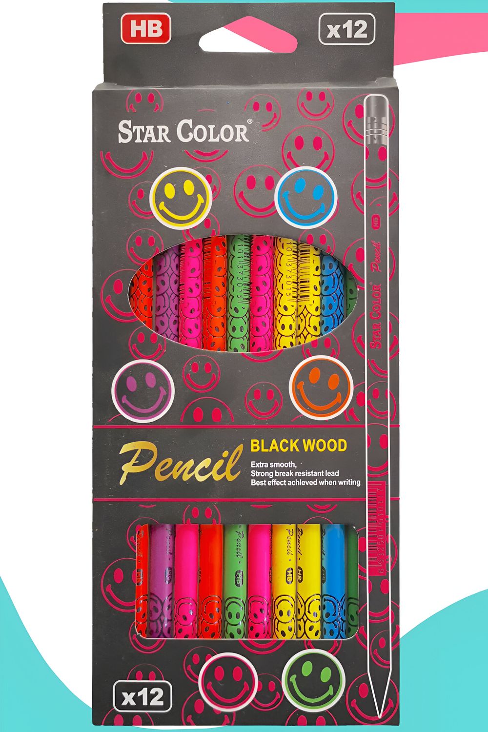 lapices de grafito star color c/12 caritas