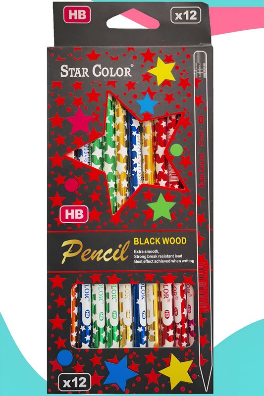 510628 lapices de grafito star color c/12 estrellas
