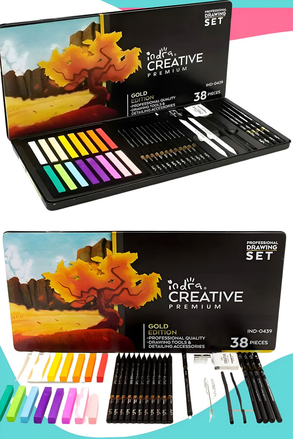 set profesional para dibujo 38 zas