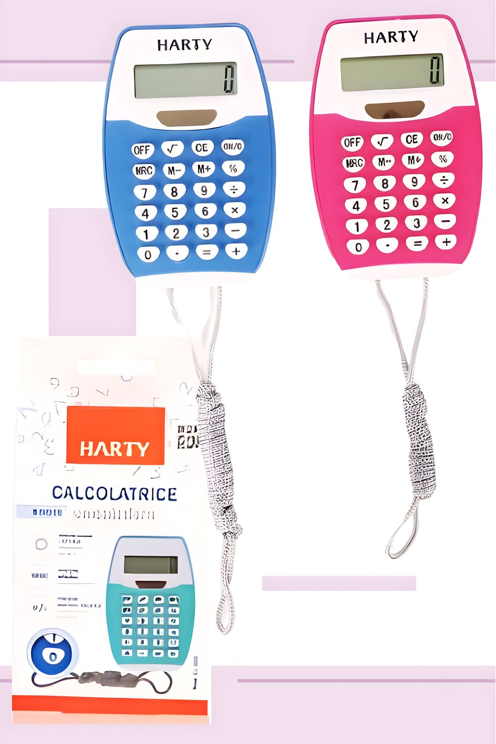 Calculadora de bolsillo de colores con cordon