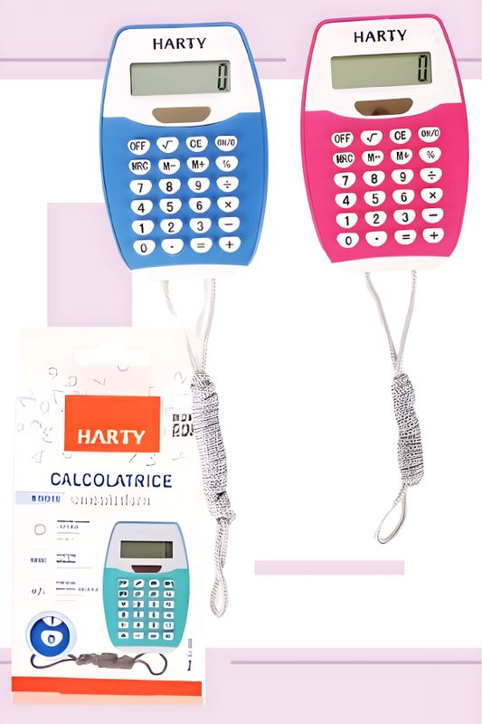 Calculadora de bolsillo de colores con cordon