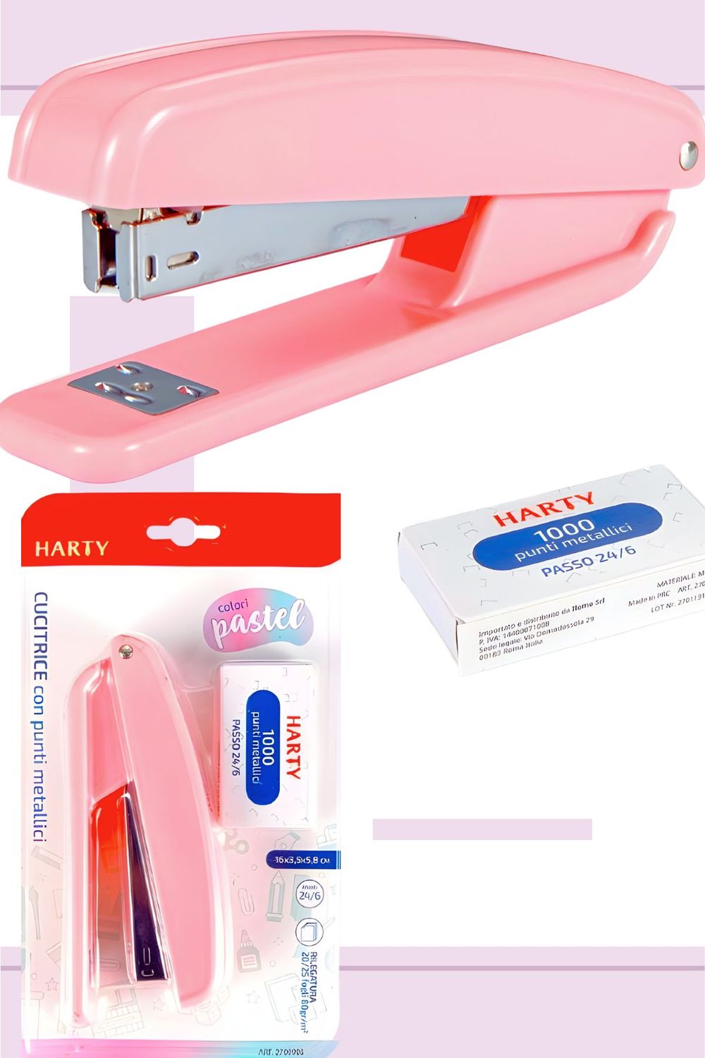 Engrapadora tira completa HARTY colores con grapas