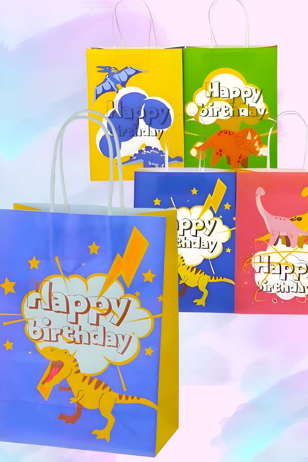 Bolsa de regalo c/12 med 27x22 cm dino