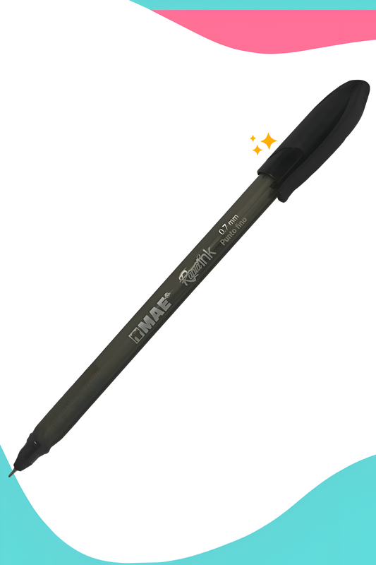 boligrafo fino MAE negro c/12