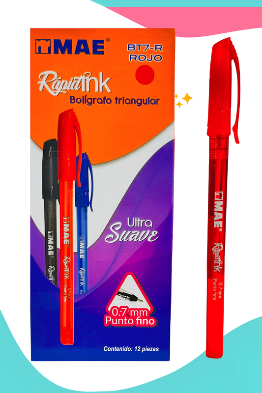 boligrafo fino MAE rojo c/12