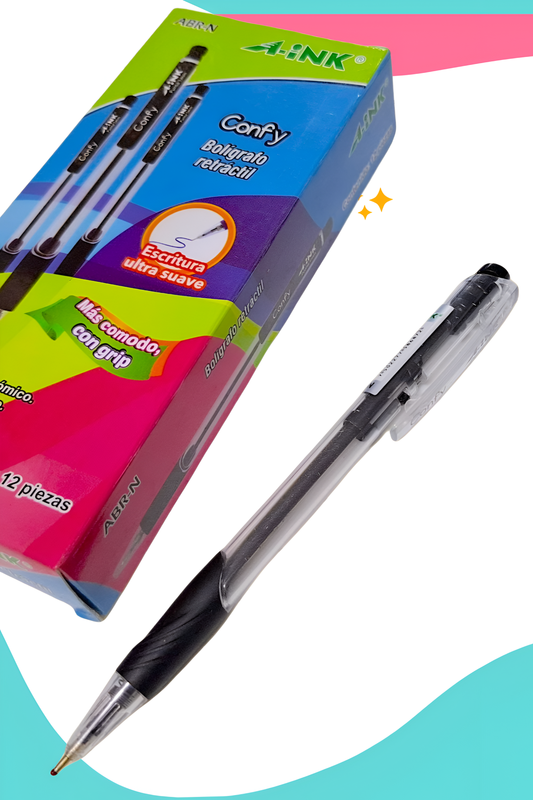 boligrafo retractil c/12 negra
