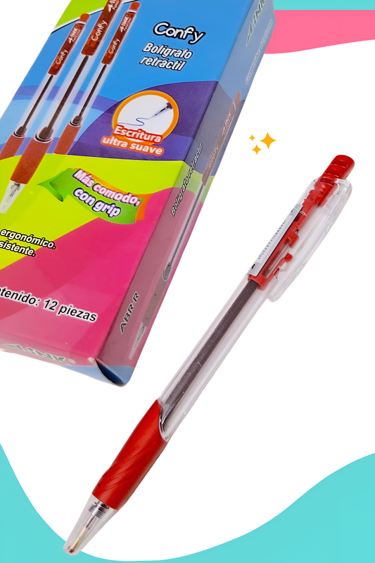 boligrafo retractil c/12 rojo