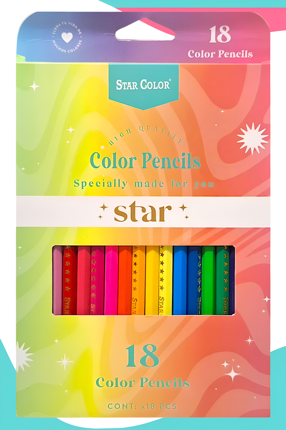 colores star color largos c/18 brillitos