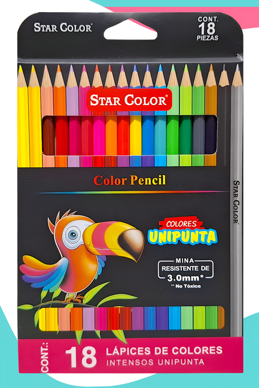 colores star color largos c/18 pajarito colores