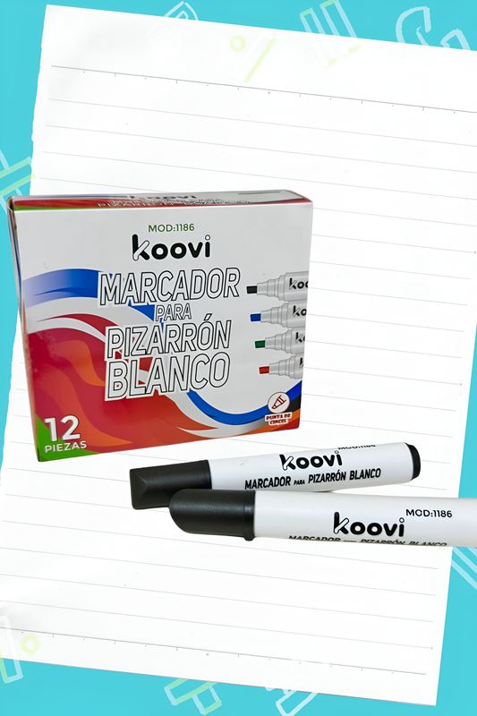 marcador de pizarra negro grueso koovi c/12