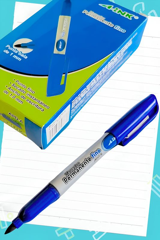 marcador fino c/12 azul