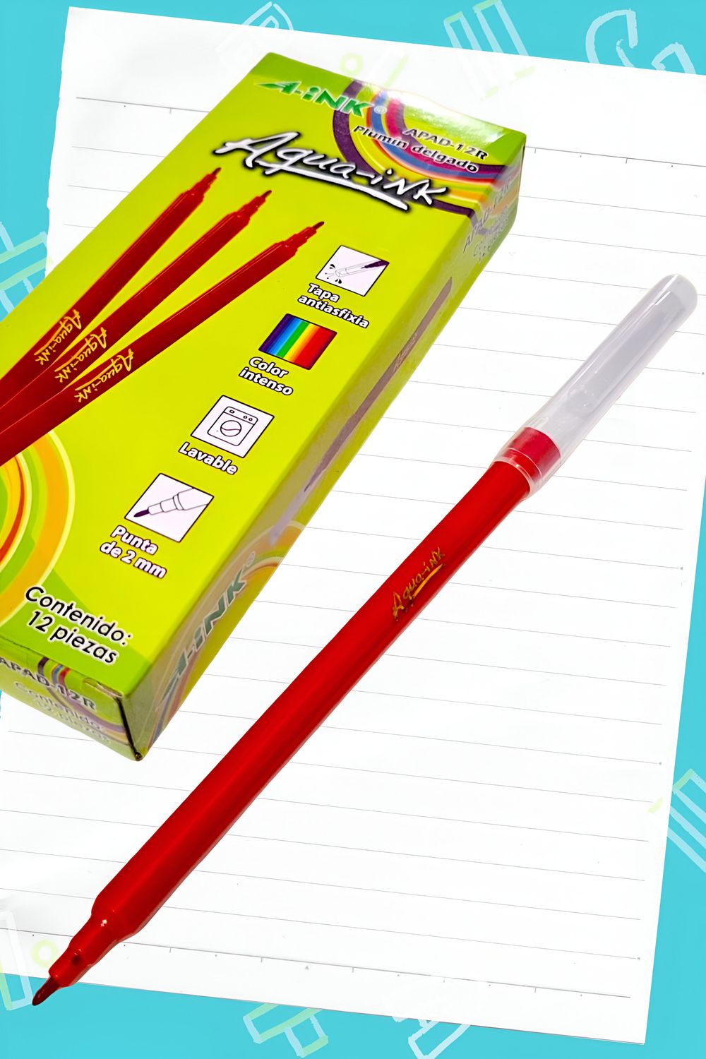 plumones c/12 aink rojo