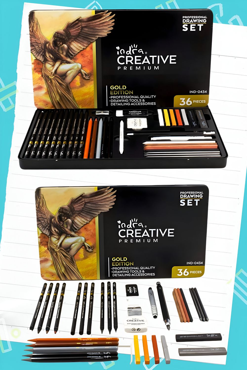 set profesional para dibujo 36 pzas