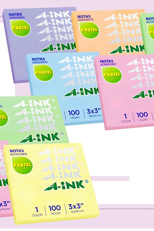 Notas adhesivas cuadro 3x3 7.6cm c/6 pzas surtido