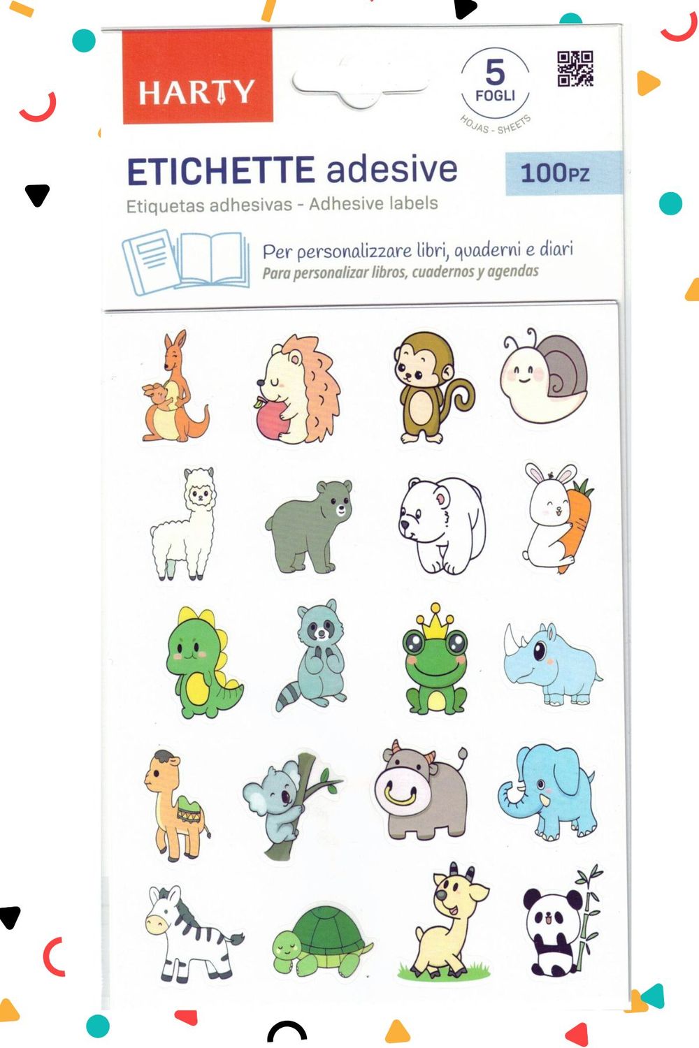 Stickers con 5 planillas animales 11x15cm