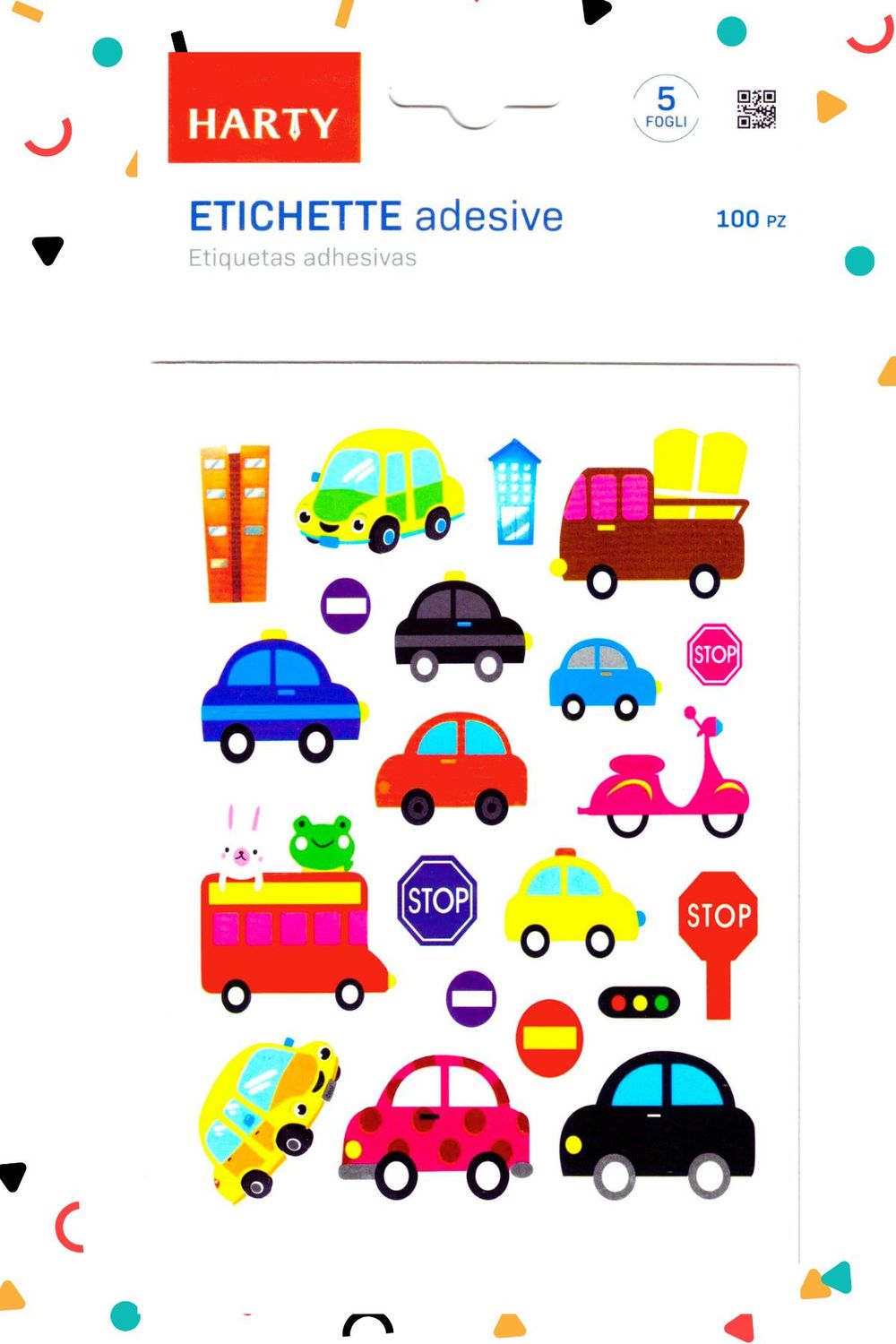 Stickers con 5 planillas coches 11x15cm