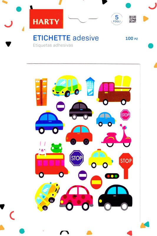 Stickers con 5 planillas coches 11x15cm
