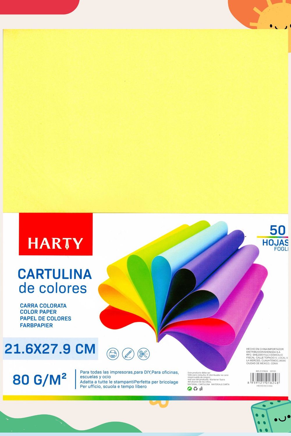 Hojas de colores c/50 Amarillo pastel
