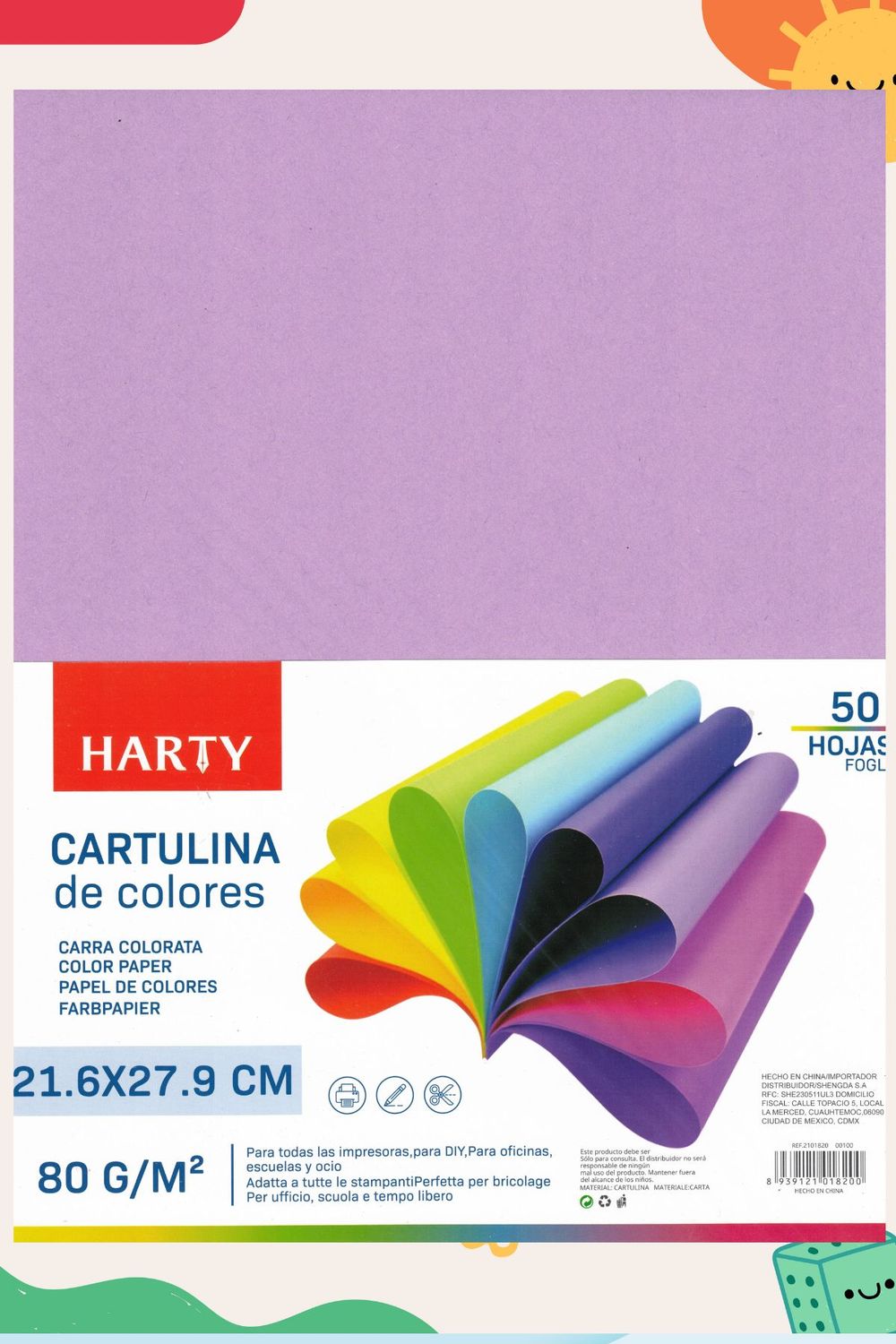 Hojas de colores c/50 lila