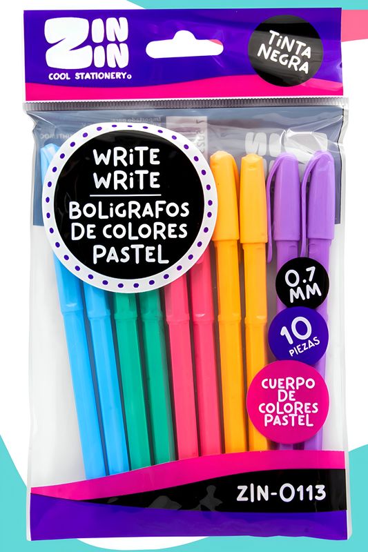 Boligrafos c/10 tinta negra ZIN ZIN