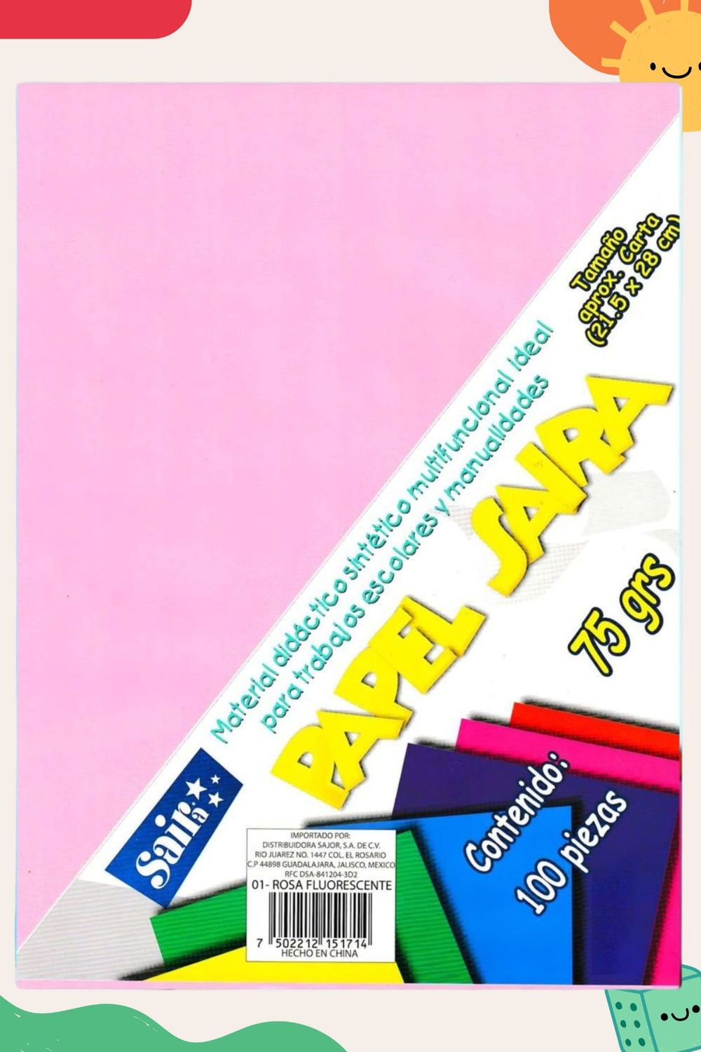 hojas de color c/100 rosa pastel