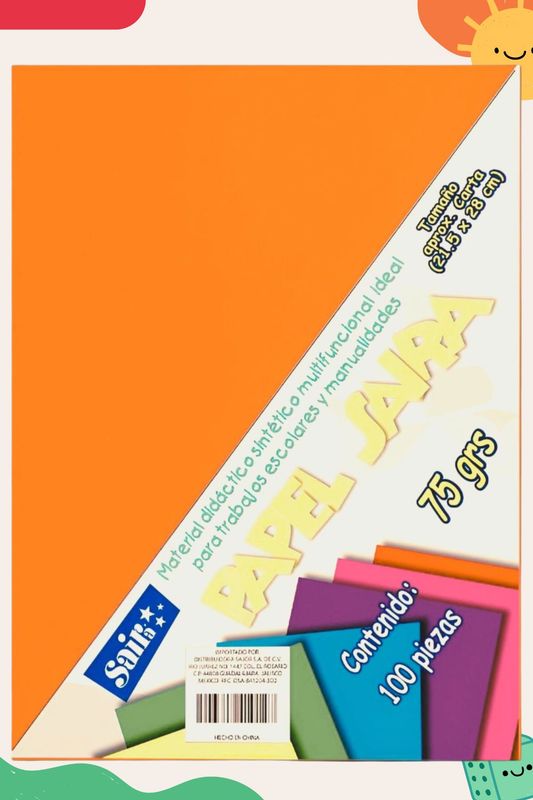 hojas de color c/100 naranja fluorescente